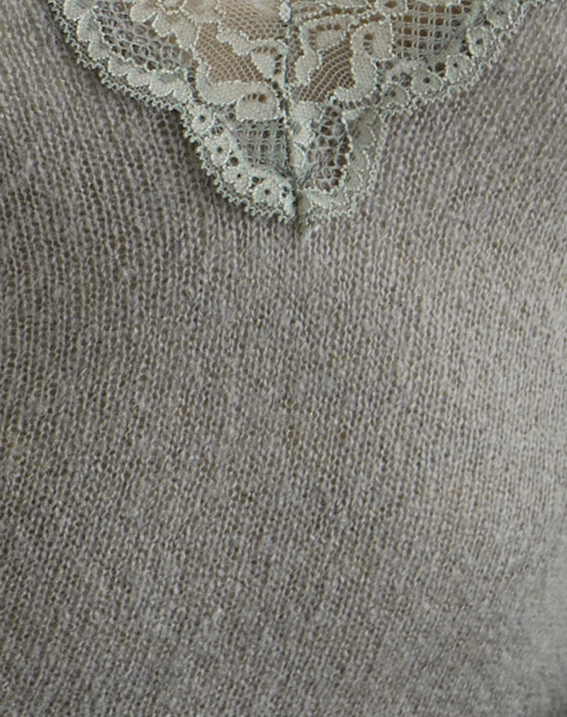 Semra Long Sleeve Top in Sheer Knit Sage Grey