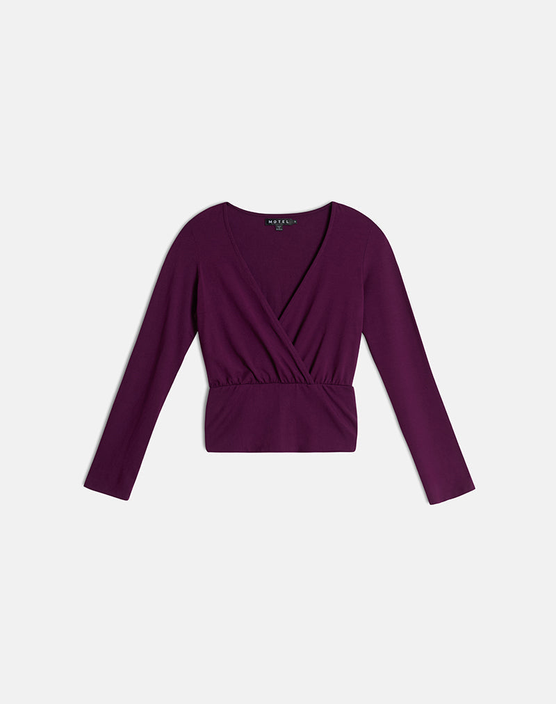 Sheon Long Sleeve Top in Rayon Jersey Fig