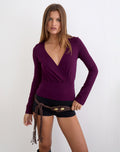 Sheon Long Sleeve Top in Rayon Jersey Fig