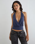 Sherlyn Halter Top in Cupro Navy