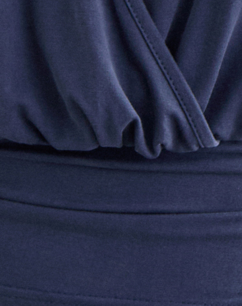 Sherlyn Halter Top in Cupro Navy