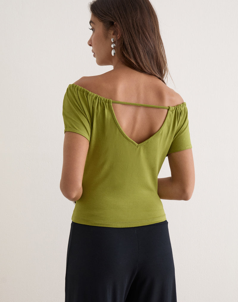 Sibila Off Shoulder Top in Moss Green