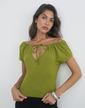 Sibila Off Shoulder Top in Moss Green