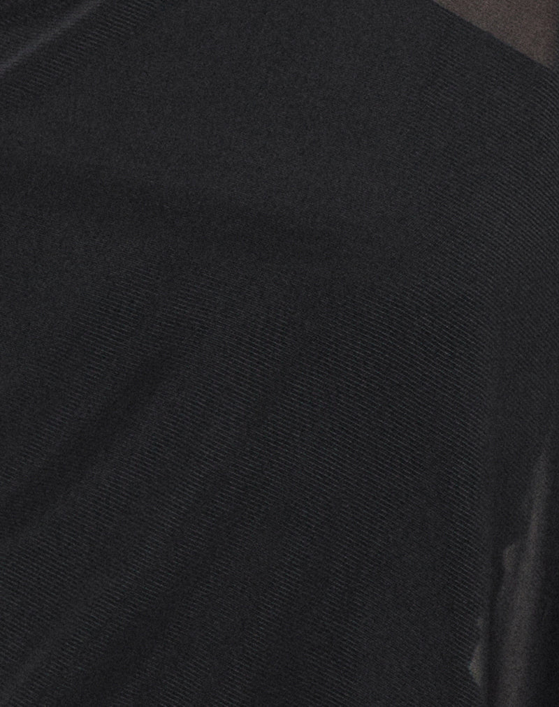 Siera Asymmetric Top with Mesh Panel in Cupro Black