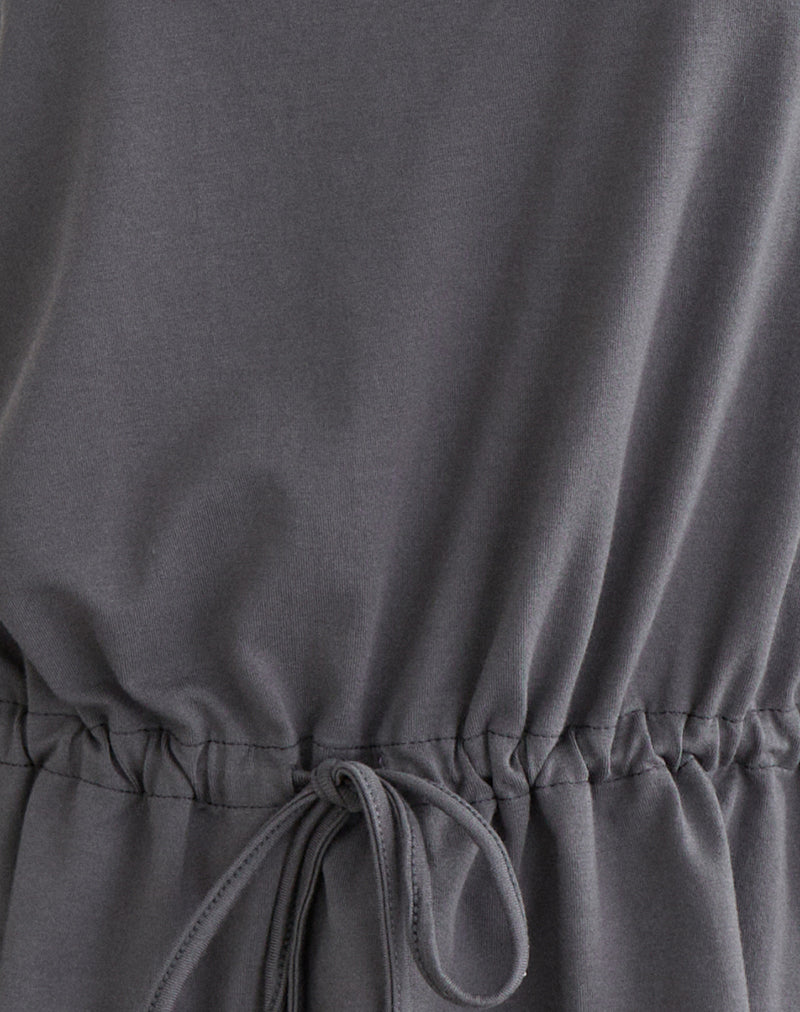 Sika One Shoulder Top in Charcoal Grey with Tie Belt