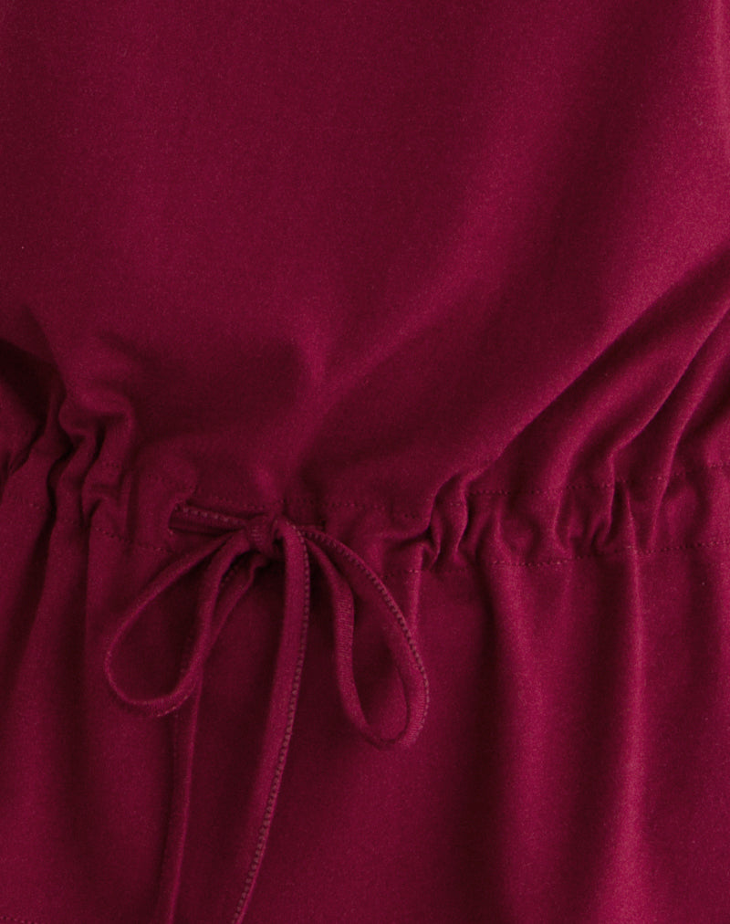 Sika One Shoulder Top in Burgundy with Tie Belt