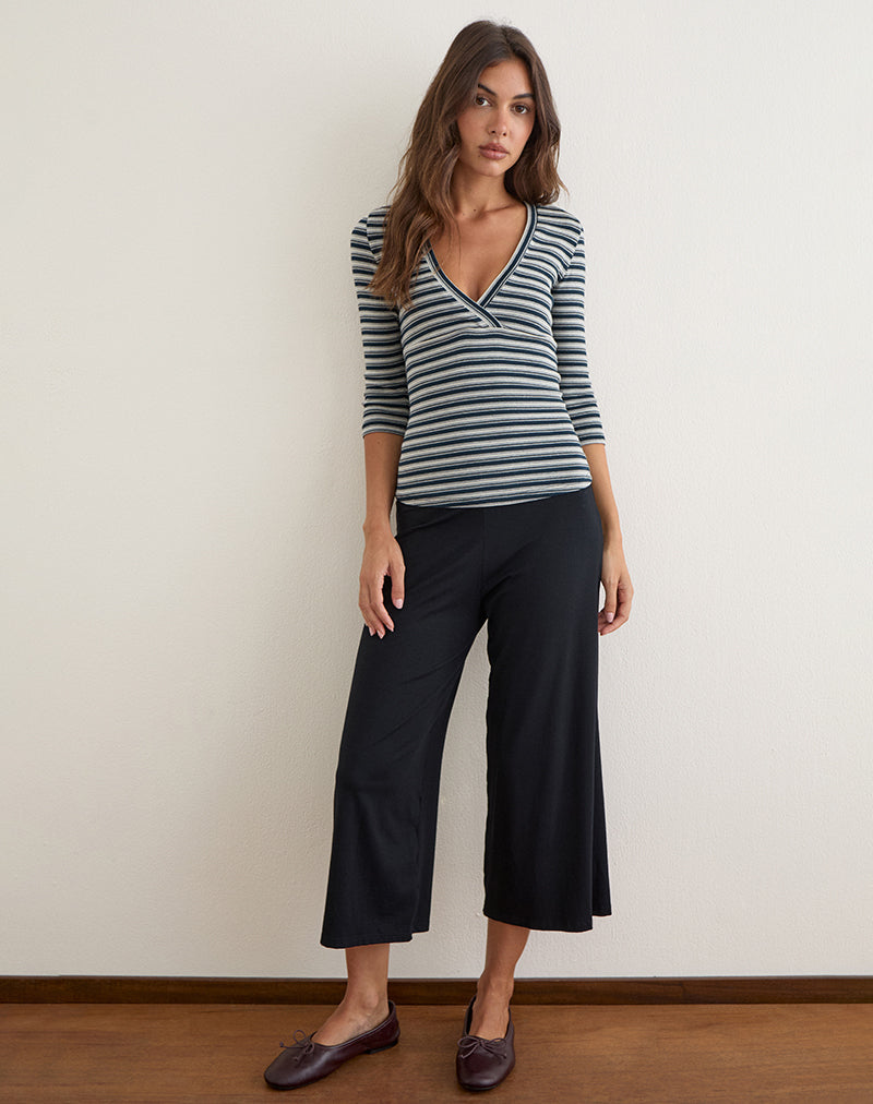 Silea Top in Jersey Stripe Navy and Grey