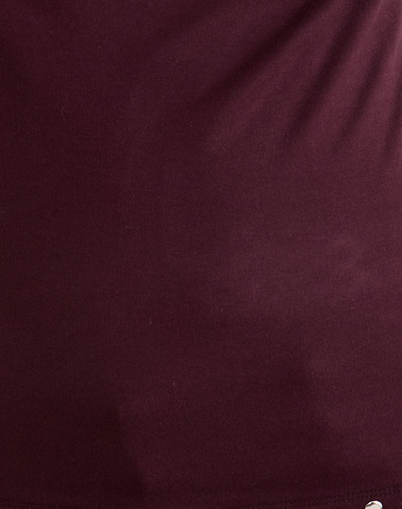 Slater Studded Top in Rayon Jersey Dark Plum