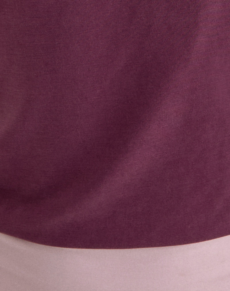 Sobiya One Shoulder Top in Cupro Deep Purple and Dusty Pink