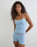 Solani Top in Nantucket Blue with Off White Binding