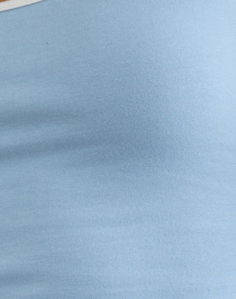 Solani Top in Nantucket Blue with Off White Binding