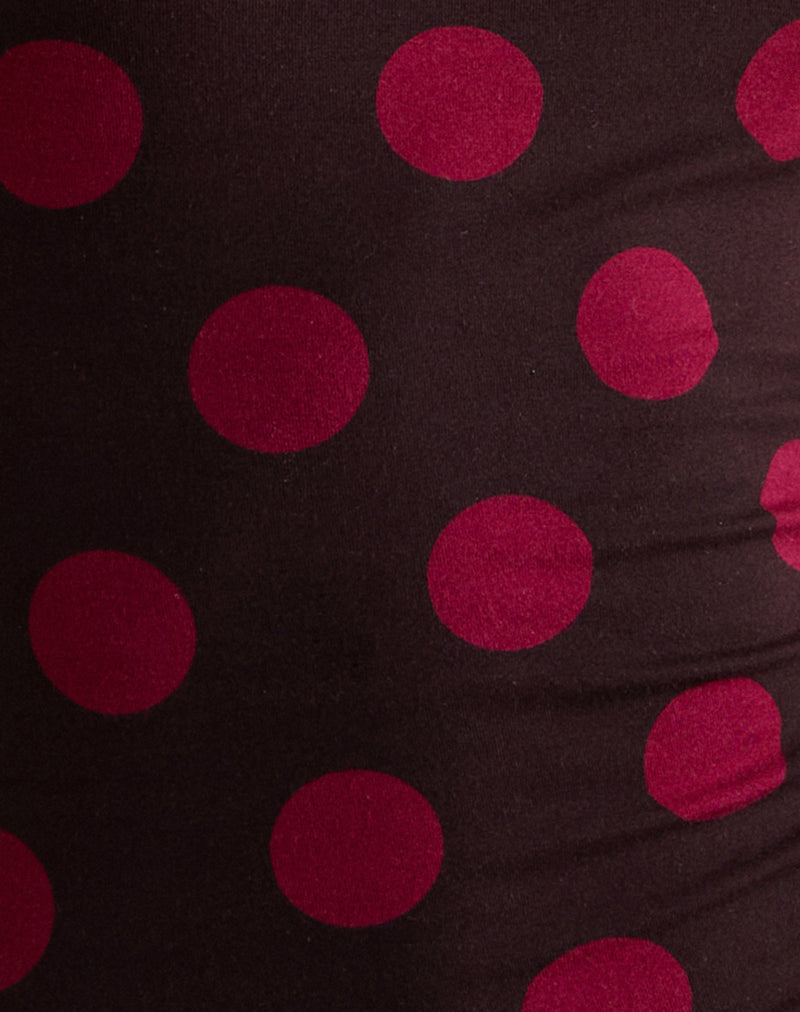 Solani Top in Brown with Big Polka Red