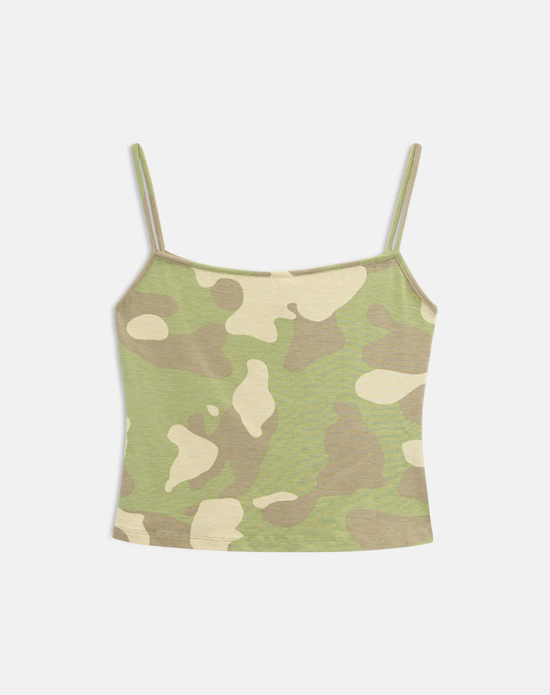 Solay Cami Top in Blurry Camo Khaki
