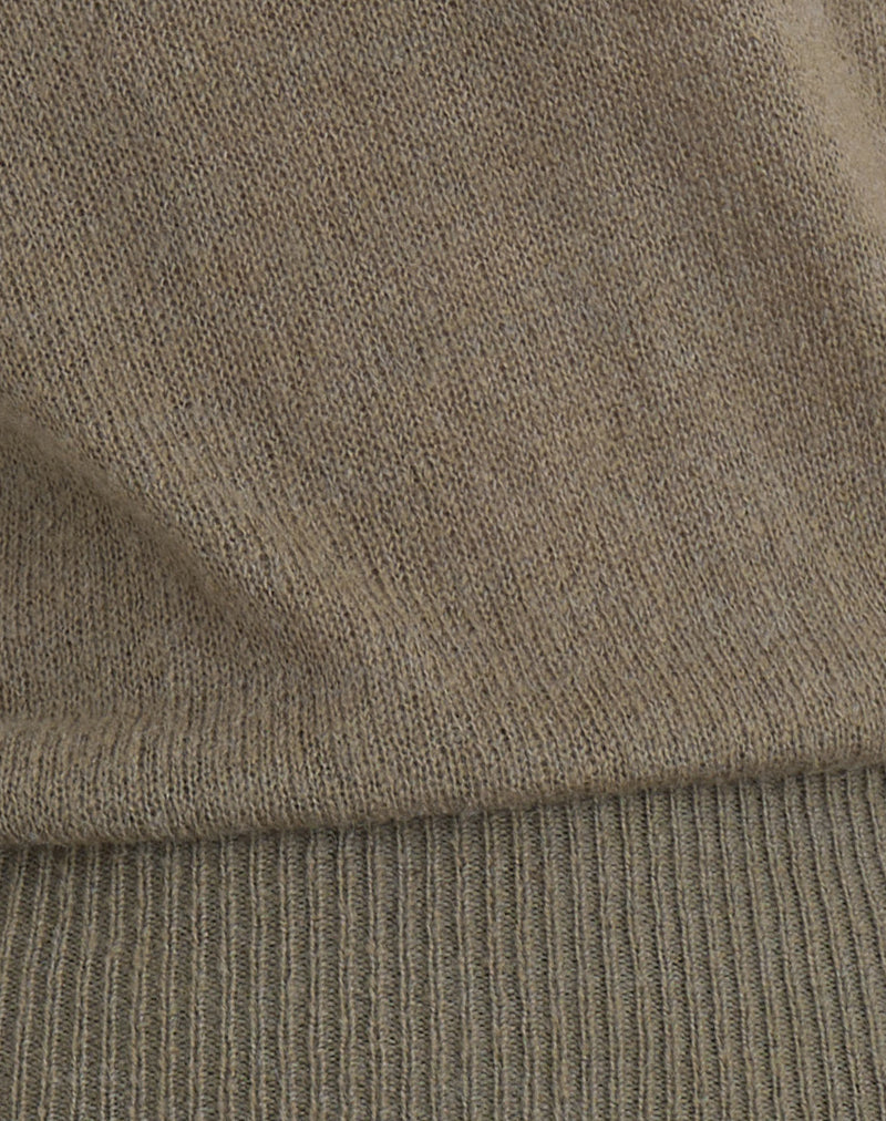 Sorin Deep Waistband Top in Knit Khaki