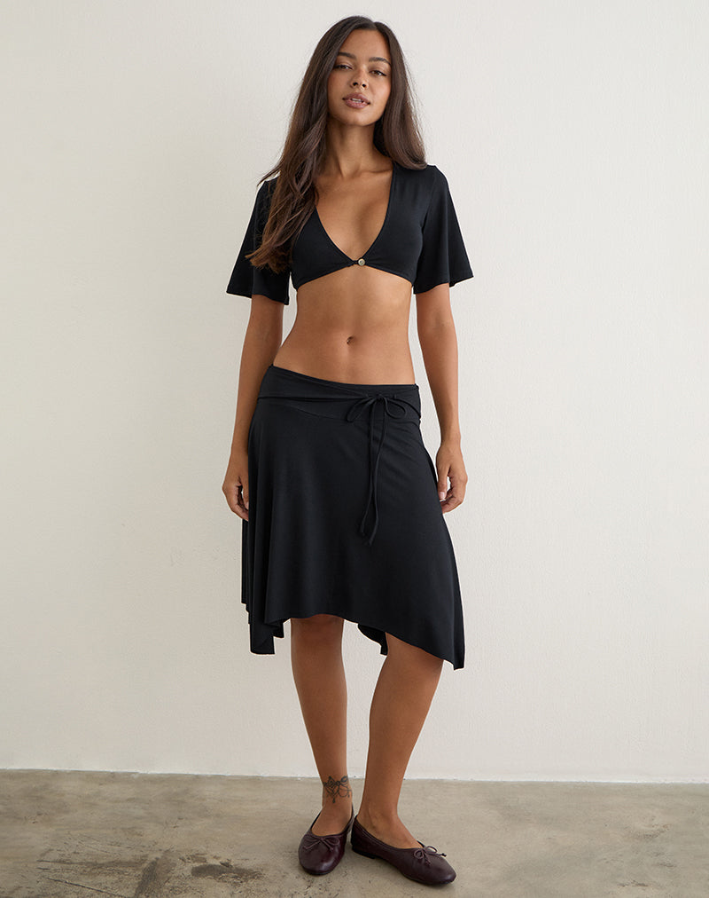 Stapa Cropped Bolero Top in Black