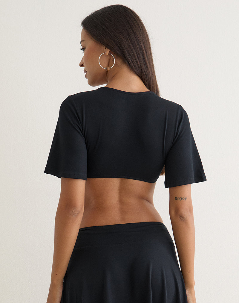 Stapa Cropped Bolero Top in Black