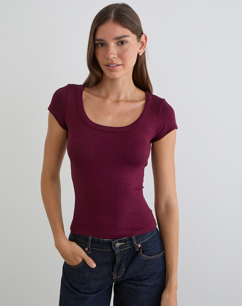 Sumala Tee in Thick Rib Wine