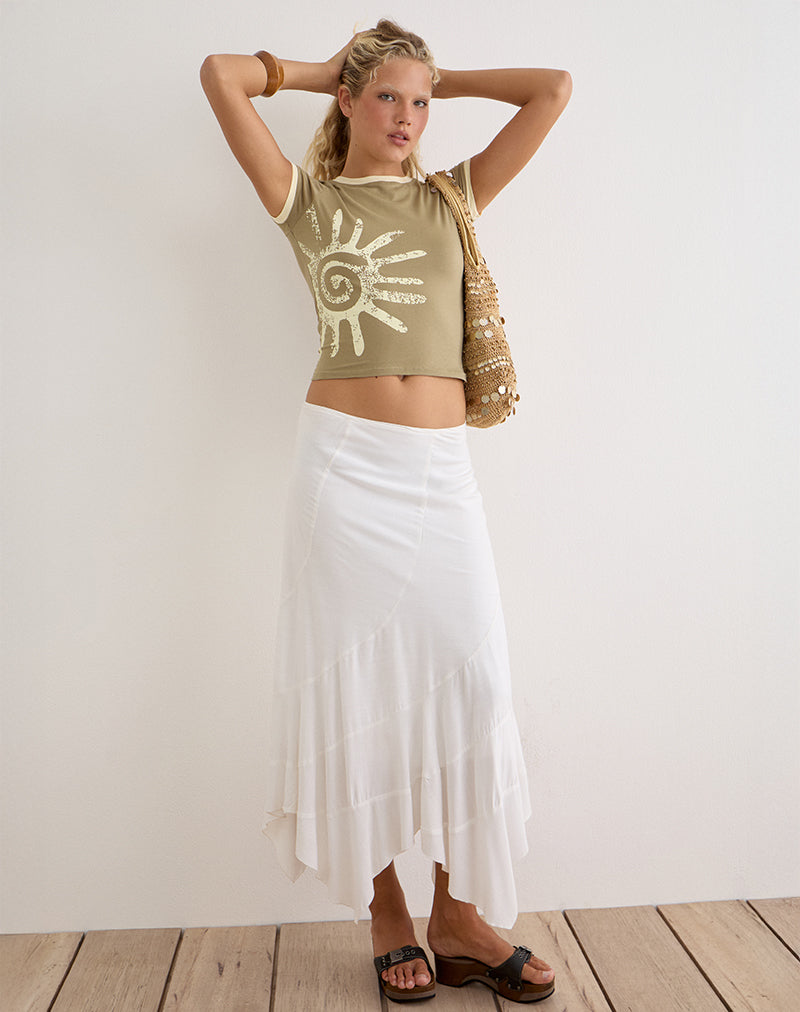 Sutin Tee in Khaki with Buttermilk Binding