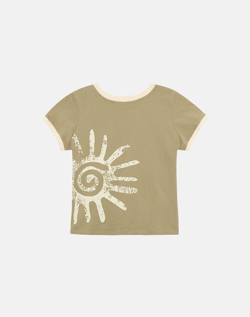 Sutin Tee in Khaki with Buttermilk Binding