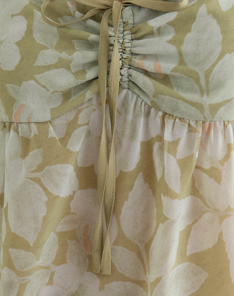 Sylva Asymmetric Hem Cami Top in Pale Flower Green