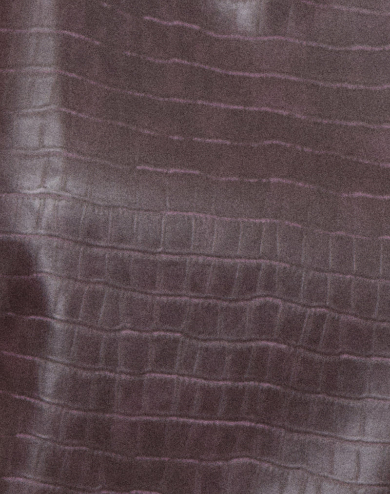 Tali High Neck Top in Croc PU Aubergine
