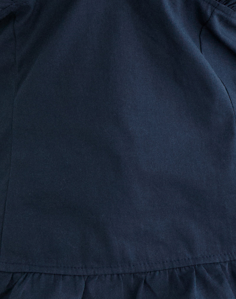 Tamzen Halterneck Top in Dark Navy with Frill Hem