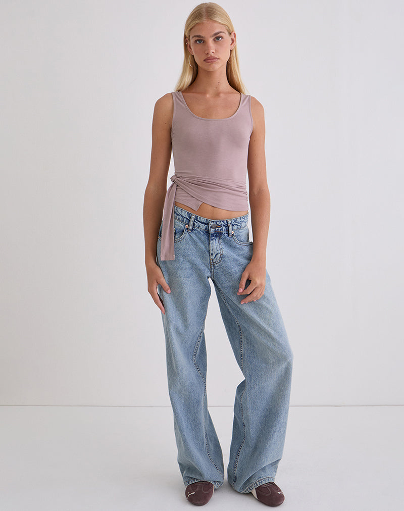 Tanzy Tie Top in Jersey Dusty Mauve