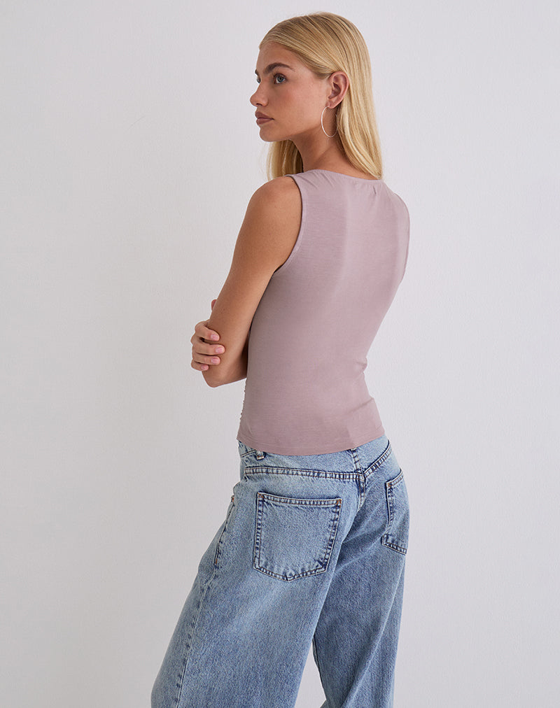 Tanzy Tie Top in Jersey Dusty Mauve
