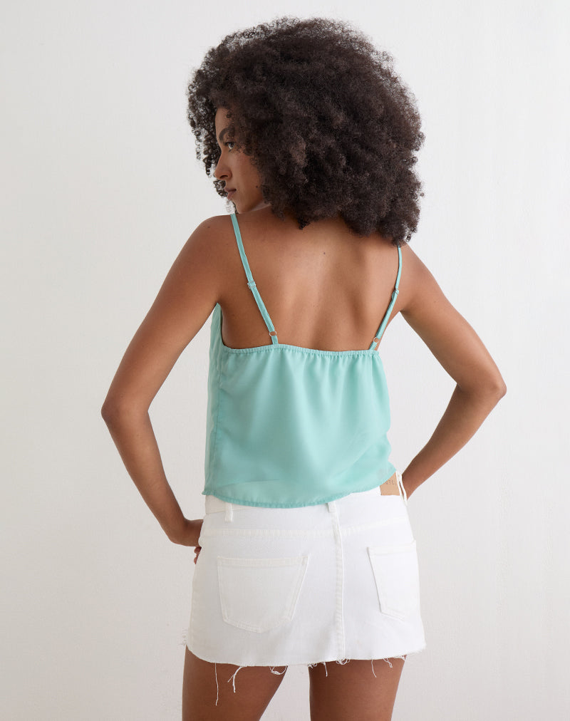 Tavina Top in Chiffon Floral Sequin Turquoise