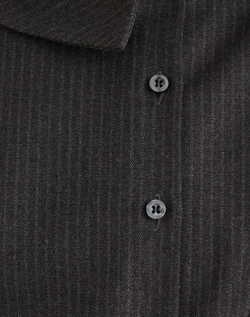Telese Asymmetric Shirt in Dusky Pinstripe Grey