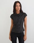 Telese Asymmetric Shirt in Dusky Pinstripe Grey