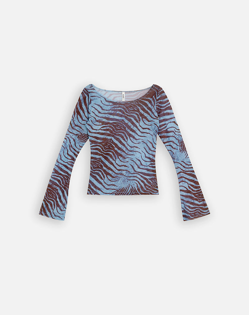 Tineko Long Sleeve Top in Wild Animal Blue