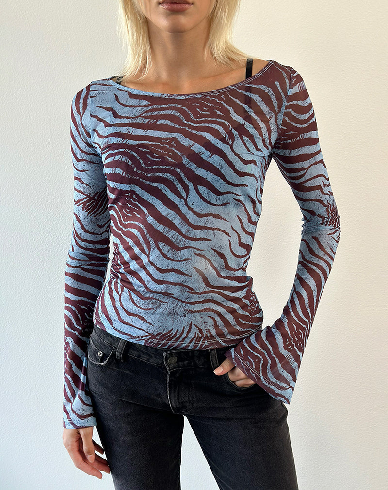 Tineko Long Sleeve Top in Wild Animal Blue