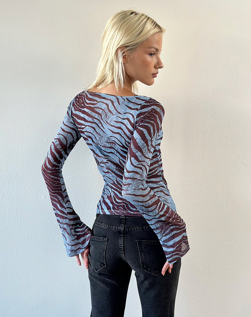 Tineko Long Sleeve Top in Wild Animal Blue