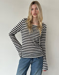 Tineko Long Sleeve Top in Sheer Jersey Black and White Stripe