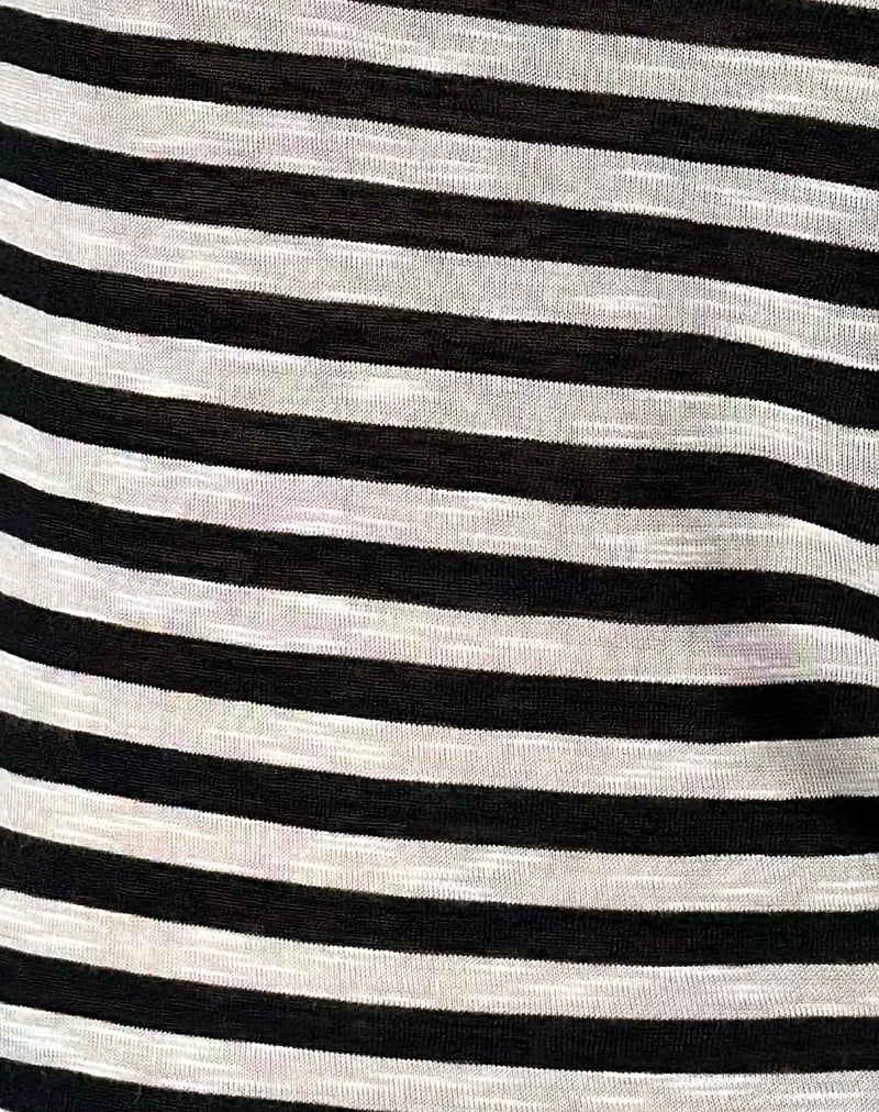 Tineko Long Sleeve Top in Sheer Jersey Black and White Stripe