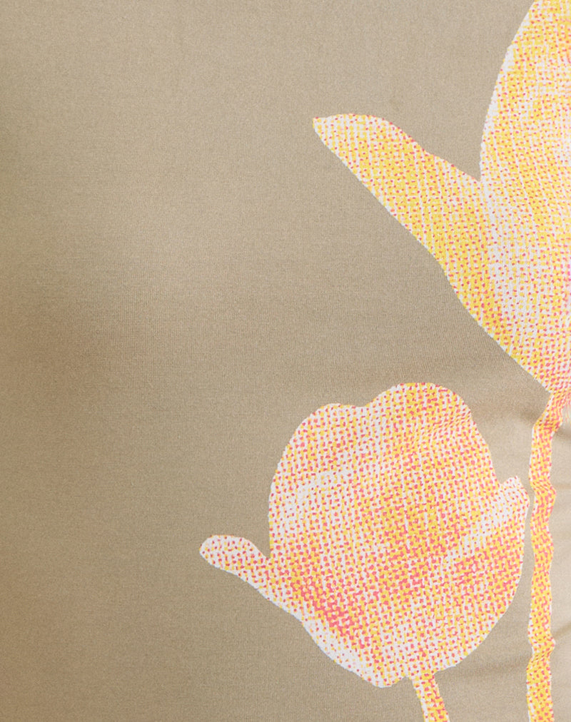 Tiona Tee in Slate Green Blurry Lily Print