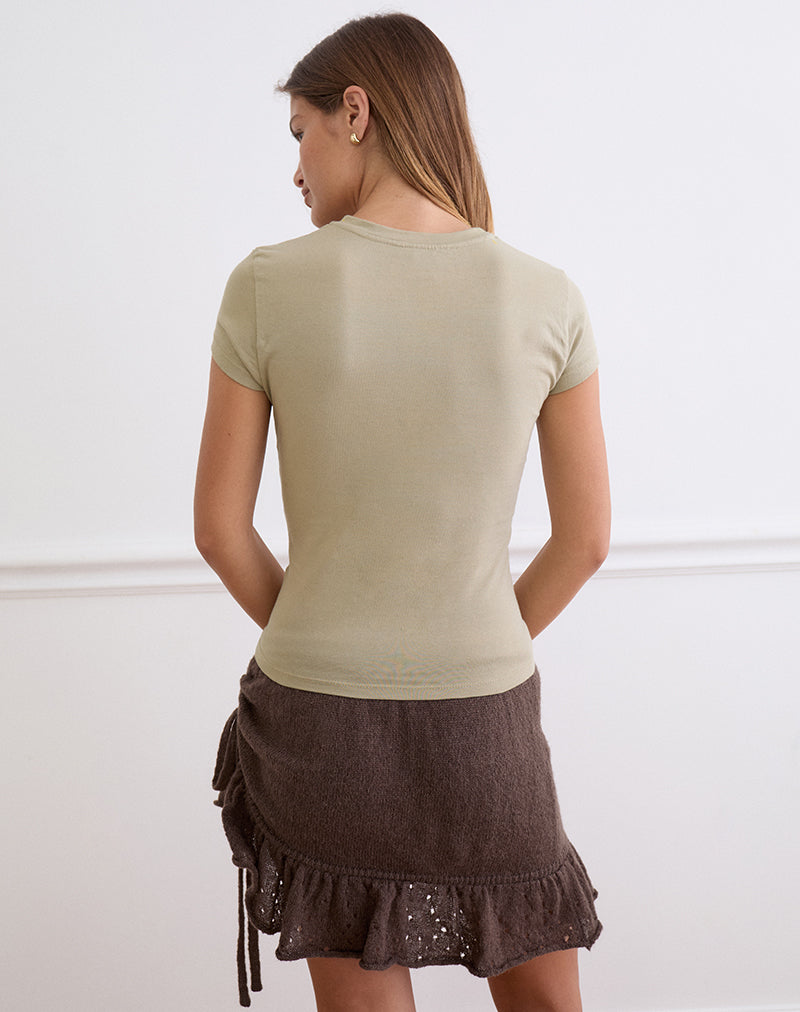 Tiona Tee in Slate Green Blurry Lily Print