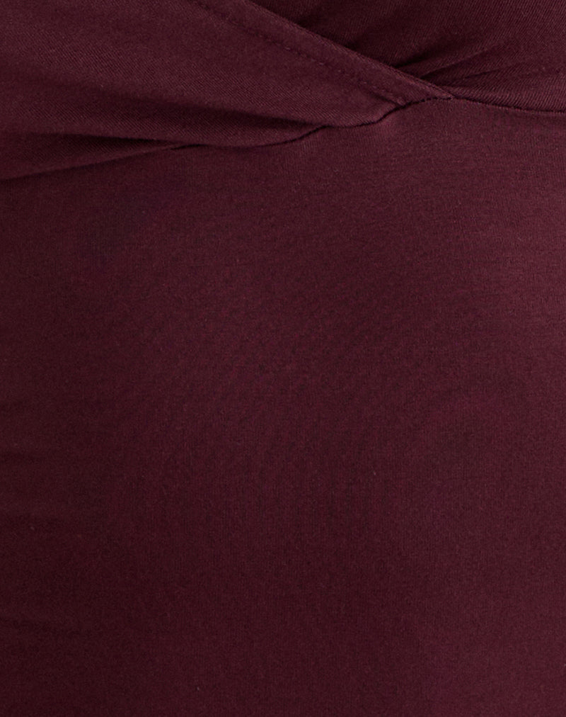 Trudis Wrap Top in Jersey Dark Plum