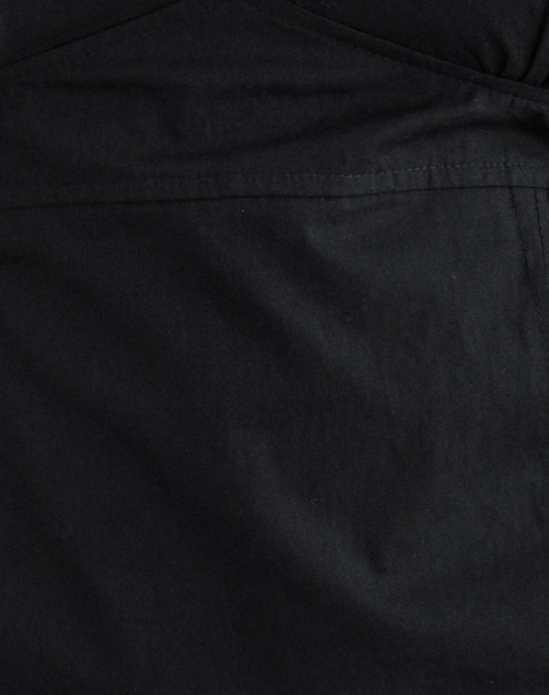 Uliva Cap Sleeve Corset Top in Poplin Black