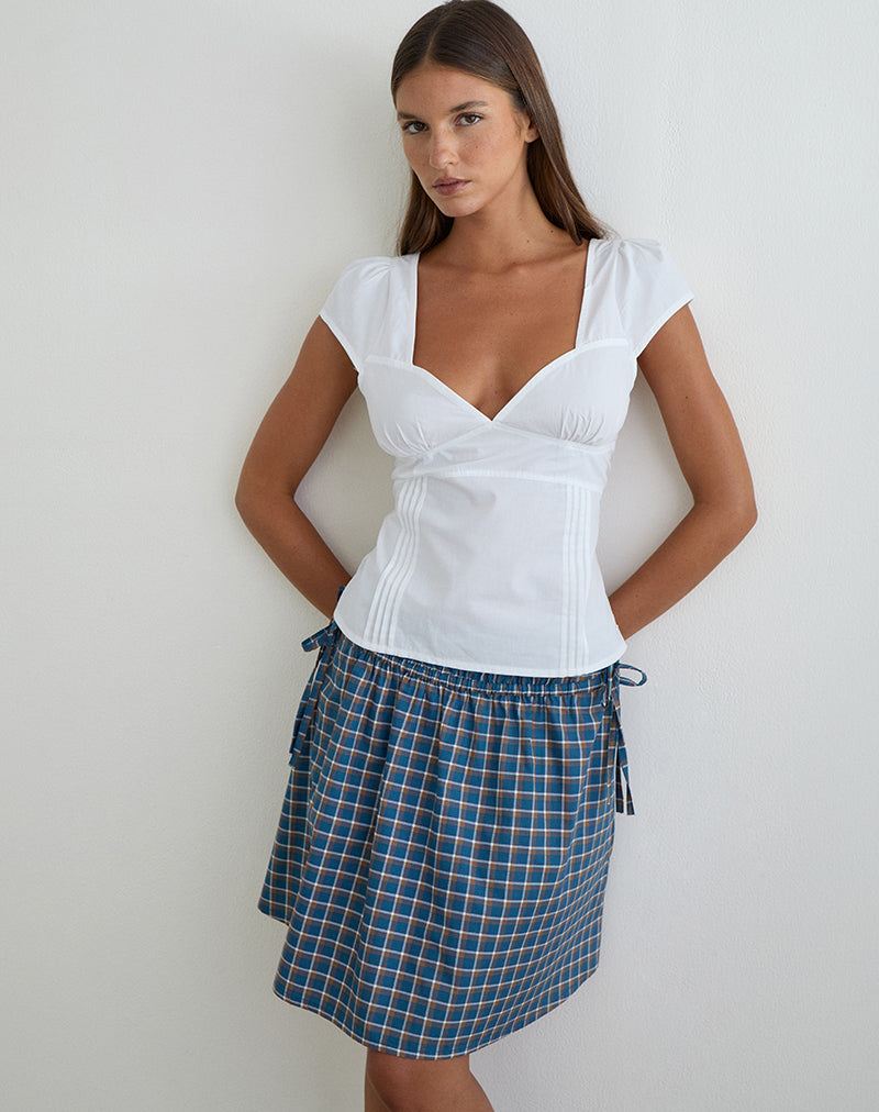 Uliva Cap Sleeve Corset Top in Poplin White