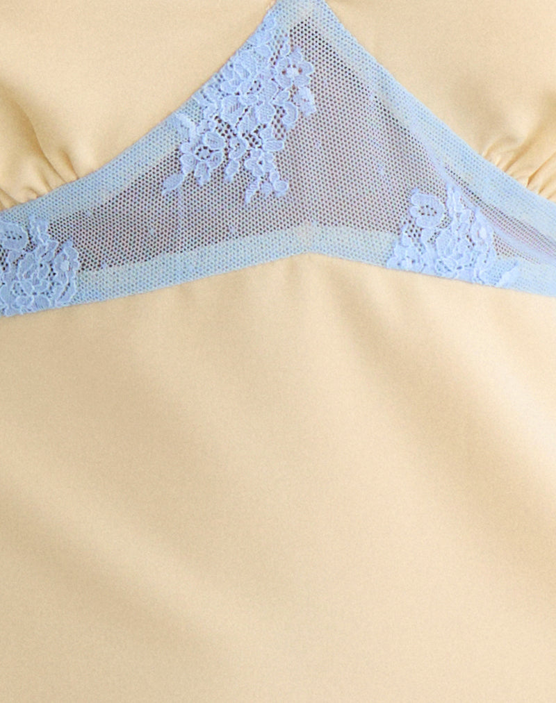 Valeska Lace Insert Top in Satin Lemon