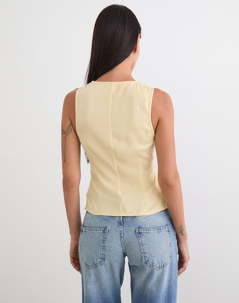 Valeska Lace Insert Top in Satin Lemon