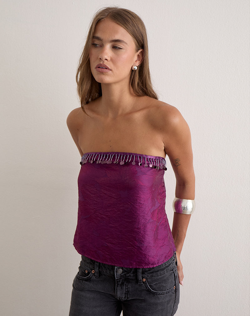 Vars Top in Glitter Chiffon Deep Purple