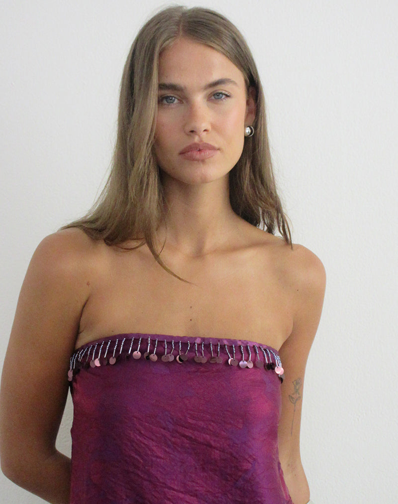 Vars Top in Glitter Chiffon Deep Purple