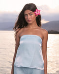 Vars Top in Satin Organza Light Blue