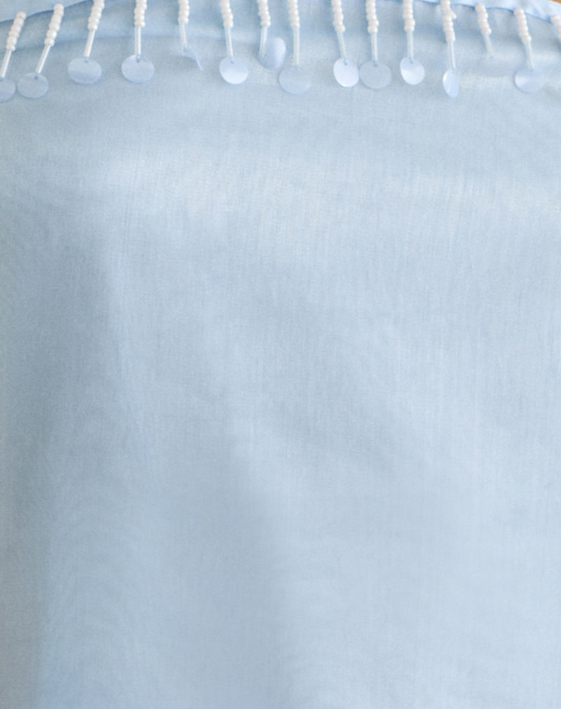 Vars Top in Satin Organza Light Blue