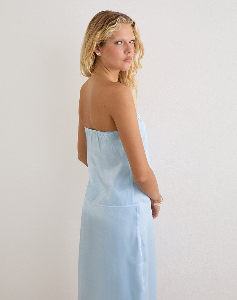 Vars Top in Satin Organza Light Blue