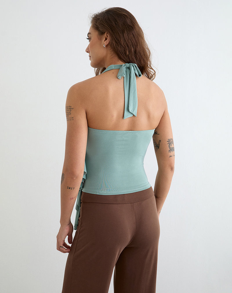 Velaris Wrap Top in Aqua Grey