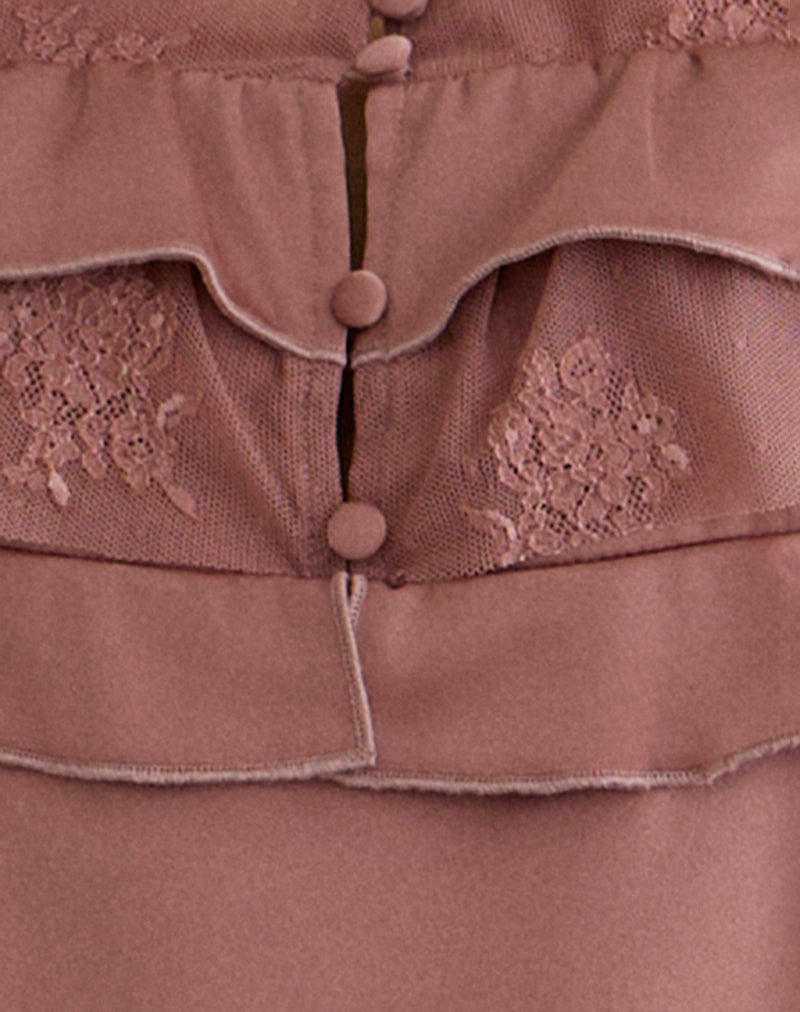 Venaro Double Layer Top in Satin Dusty Pink